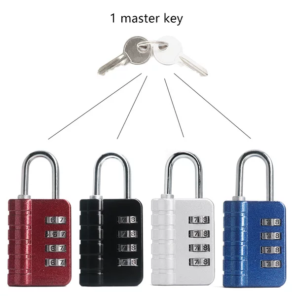 4-Digit Combination Padlock with Dual Key Opening, Zinc Alloy Suitcase Lock, Backpack Drawer Cabinet Door Metal Universal Padlock