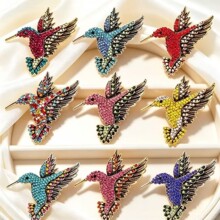 复古镶钻蜂鸟胸针彩色动物别针时尚配饰胸花女款精致装饰品