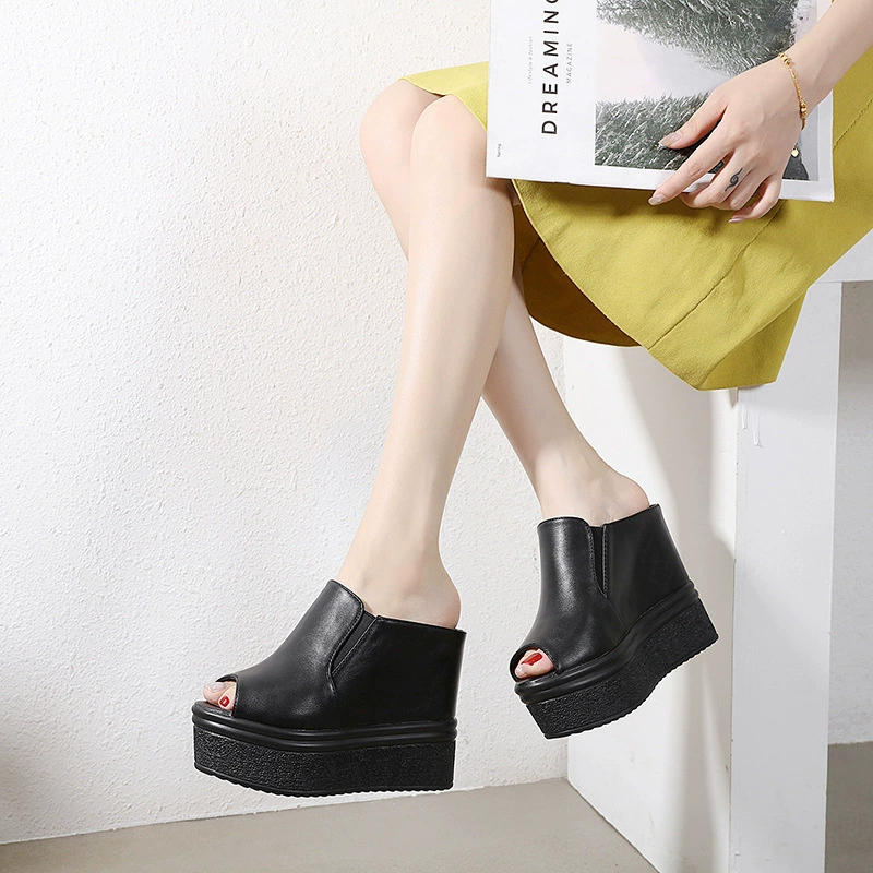 2021 летняя новая модная женская обувь в Корейском стиле 12 см на очень высоком каблуке сандалии на толстой подошве на танкетке