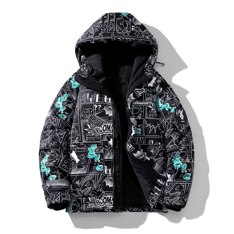 Men's winter warm Japanese camouflage velvet down jacket with hood