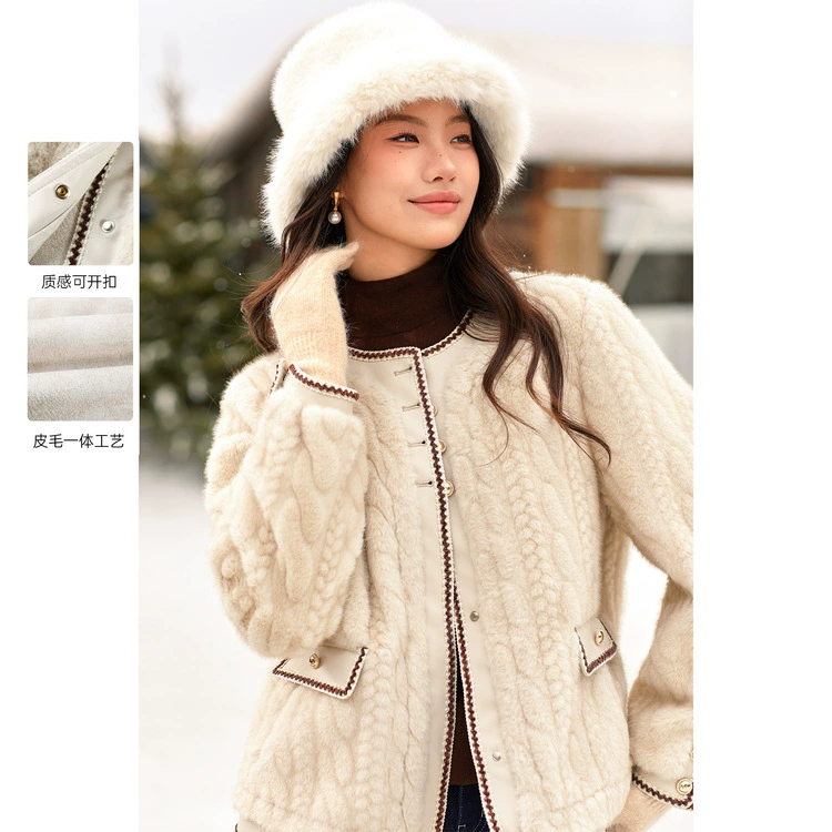 [Леди элегантная искусственная шерсть, экологически чистая толстая куртка] Funny Show женский толстый размер mm2025 весенний новый