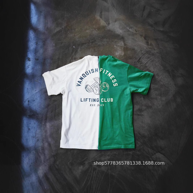 VANQUISH Men's T-Shirt Sports Fitness Cotton Round Neck Short Sleeve Jogger Gym Training Clothes T-Shirt