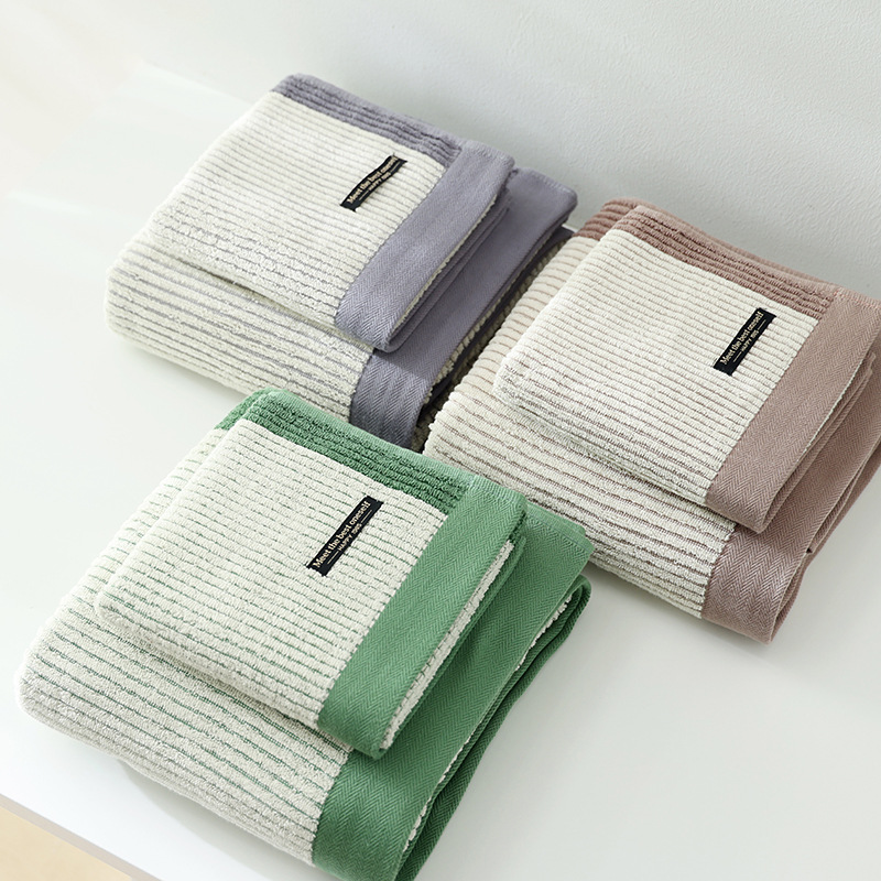 Toalha de banho absorvente de algodão puro tingido em fio, 100g, para uso doméstico masculino, que não solta fiapos, para rosto e banho feminino._voghion.com