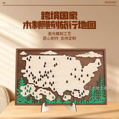 アメリカ旅行地図木彫り旅行地図寝室の家の装飾装飾品クロスボーダー木製工芸品