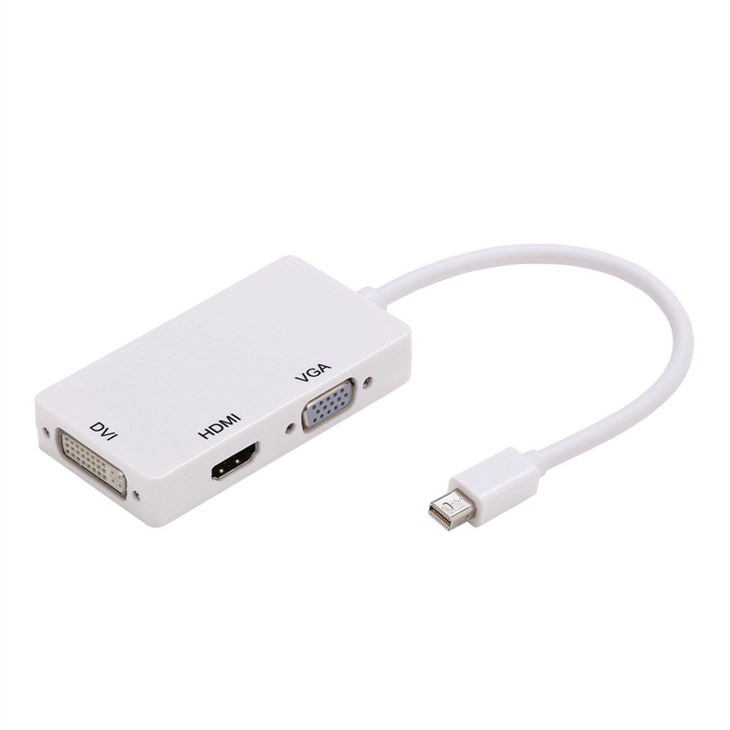 Mini dp a hdmi + vga + dvi 3 - en - 1 cable de adaptador de video de alta definición adaptador de conector de luz