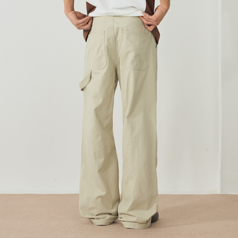 xxbro men's# spring new American high street pure cotton apricot all-match casual overalls men's loose micro-pants