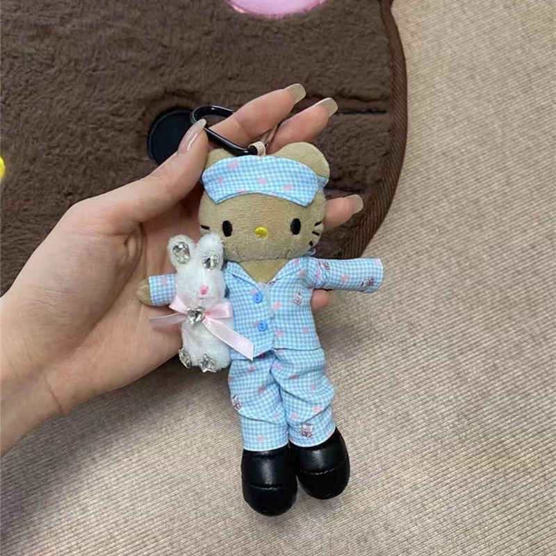 秋冬可爱长腿kitty毛绒挂件裙子换装娃衣ins风玩偶挂饰背包钥匙扣|undefined