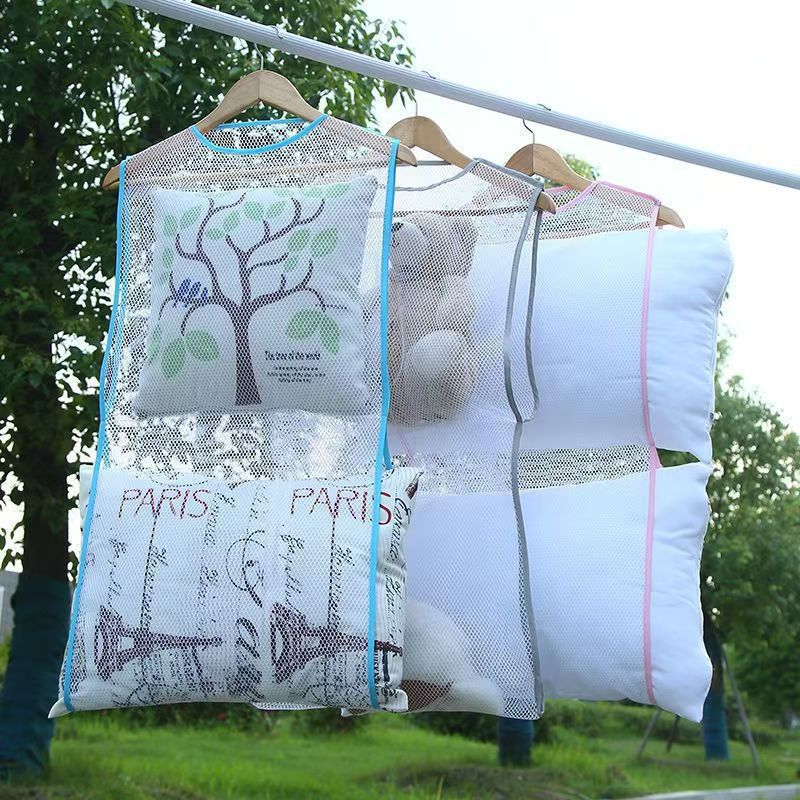 Household Pillow Drying Net Bag, Special Drying Rack, Lazy Person's Doll Drying Net, Windproof Storage, Foldable Drying Net Bag
