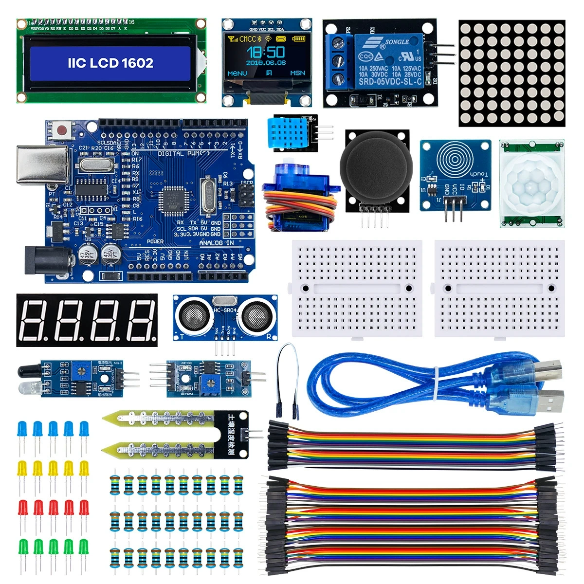 Набор для начинающих, совместимый с UNO R3 (Arduino), комплект SYB170, 18 компонентов, 0,15 кг