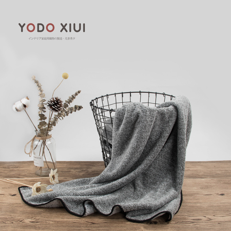Towel bath towel bamboo charcoal bamboo fiber super absorbent soft hair drying cap household large towel for women to wrap chest and thicken for students