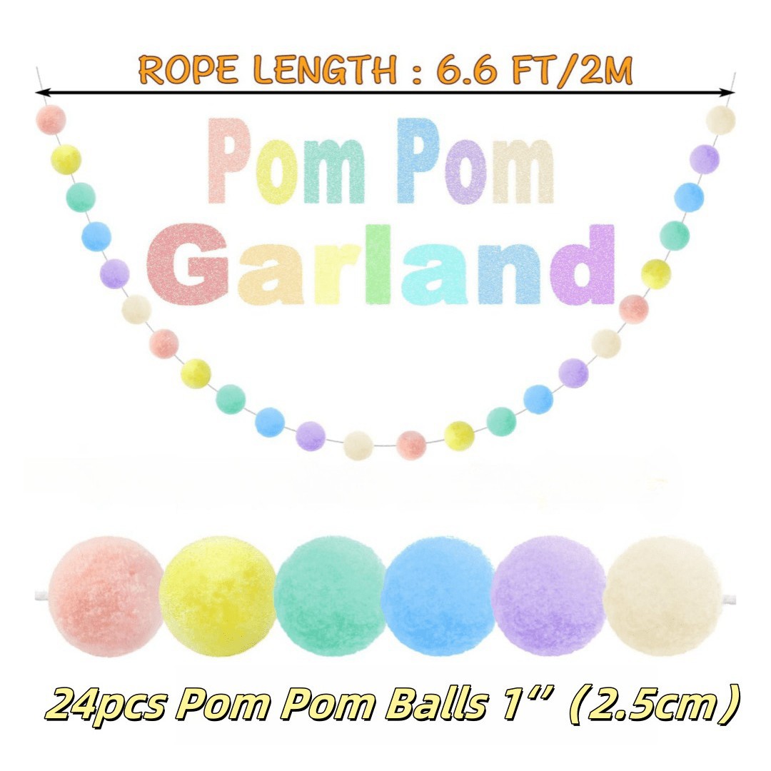 크리스마스 폼폼 배너 마카롱 컬러