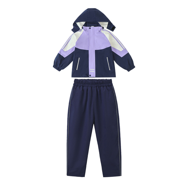小学生校服春秋款幼儿园运动服三件套园服儿童班服套装紫色冲锋衣|undefined