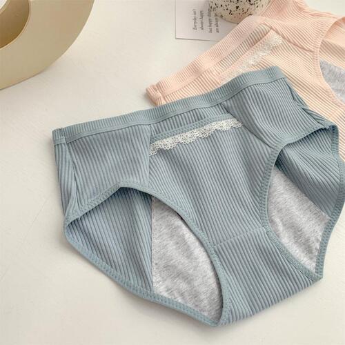Pocket menstrual pants for women Japanese style fresh large size mid-waist threaded cotton seamless breathable girls cotton underwear for women