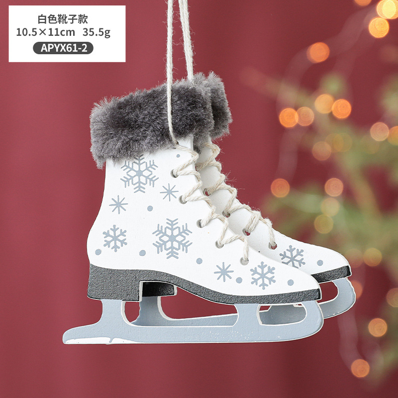 Hong Kong Heng zapatos de madera colgante de Navidad patines botas árbol de Navidad colgante de ventana colgante decoraciones de Navidad