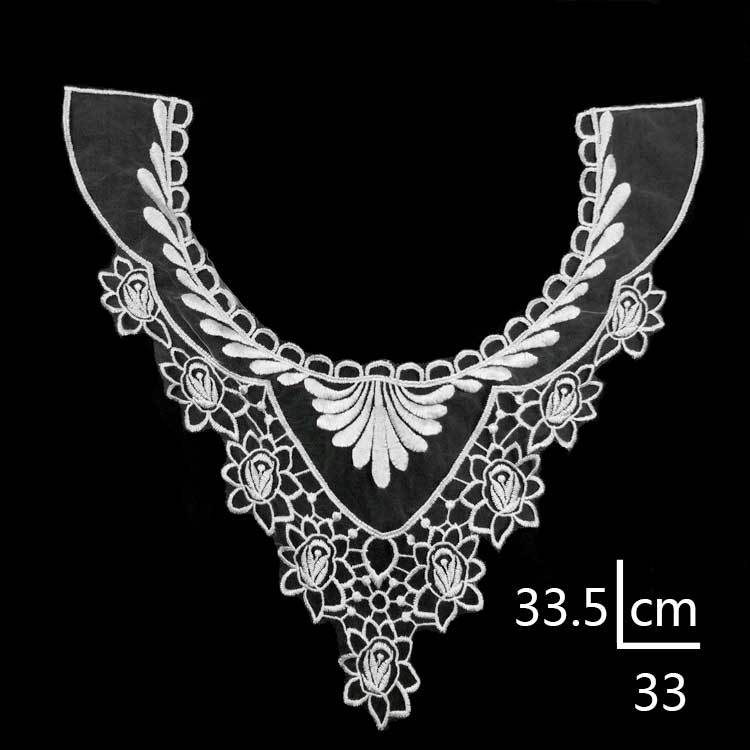 水溶蕾丝胸花 涤光丝刺绣领花 网底绣花衣领 假领子