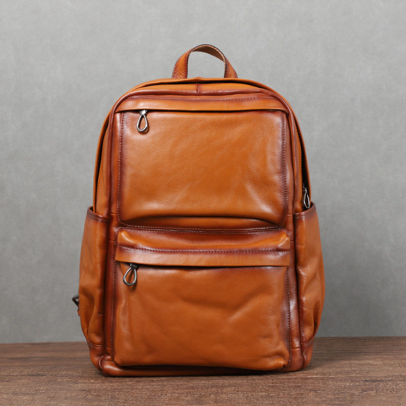 Ba lô nam da bò cổ điển dung tích lớn 36–55L, ngăn đựng laptop 15.6 inch, 30×17×43 cm — Màu cà phê, Màu nâu, đen