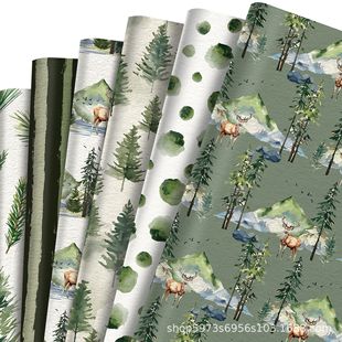 Wz069 Christmas Water Forest Green Watercolor Gift Decorative Paper Party Gift Box Decoration Outer Wrapping Paper