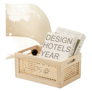 Wooden bamboo storage basket household desktop sundries storage basket living room storage basket rattan basket storage basket in stock