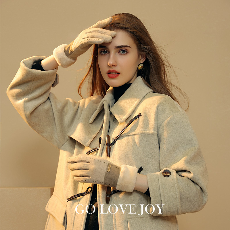 25 Wool Cashmere Gloves For Women Fleece Lined Thickened Cold-Proof Warm Cycling Driving Touchscreen Winter_voghion.com