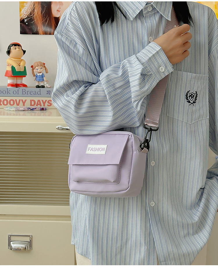 Cross-border canvas bags, couple single-shoulder bags, sturdy and durable small square bags, simple and elegant texture, student bags, women's crossbody bags full figure