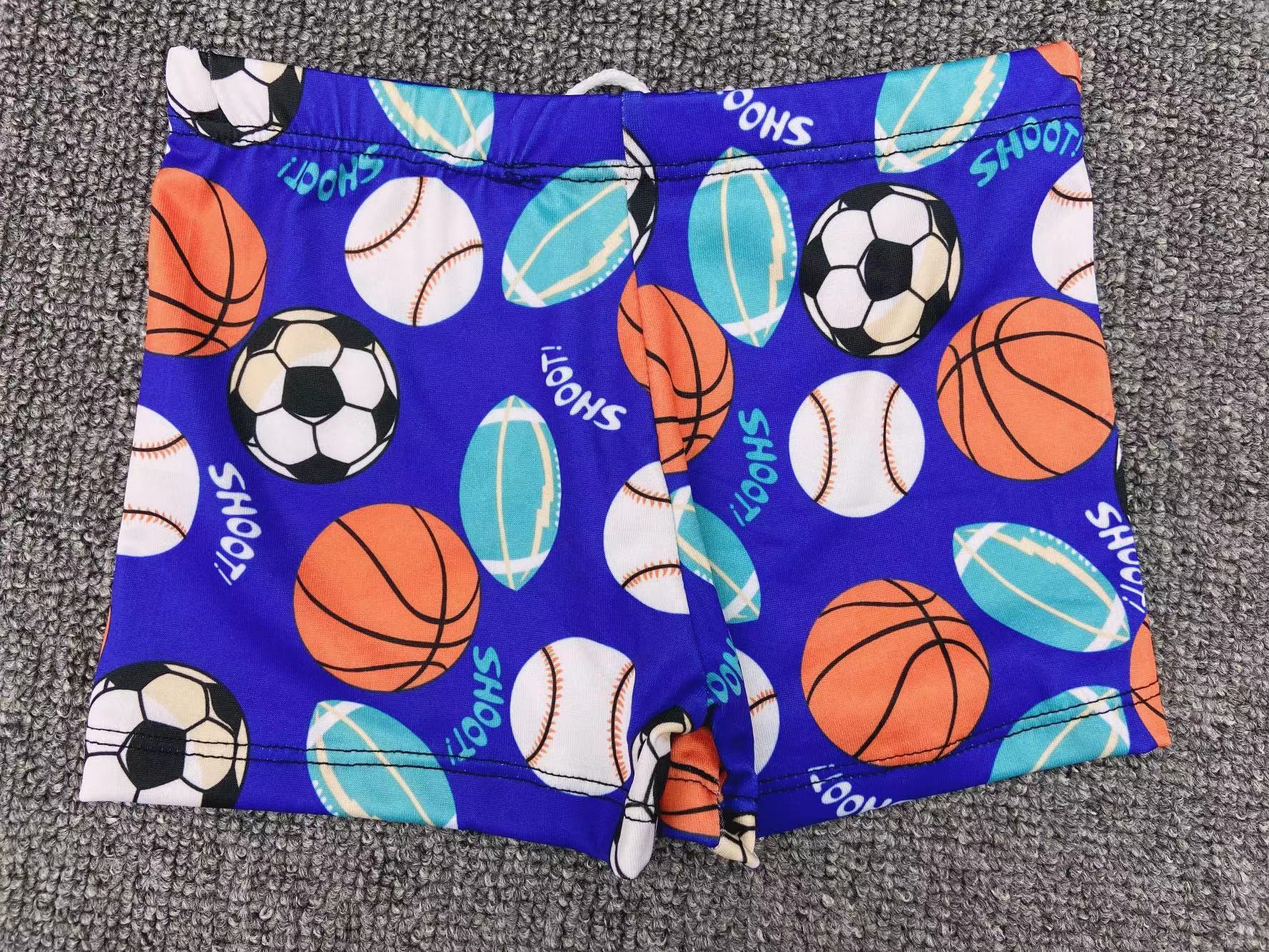 Children's swim trunks for boys, cartoon printed multi-color flat-bottomed swim trunks for boys, hot spring and beach swimming trunks