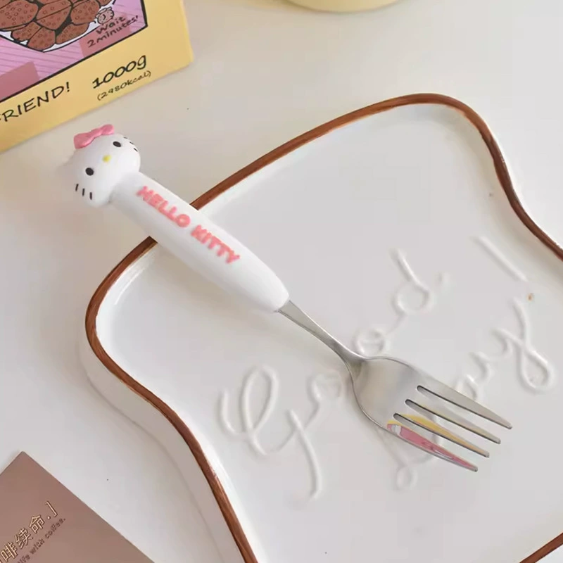 Столовый набор Sanrio: ложка и вилка с детскими фигурными ручками, 22 см, нержавеющая сталь