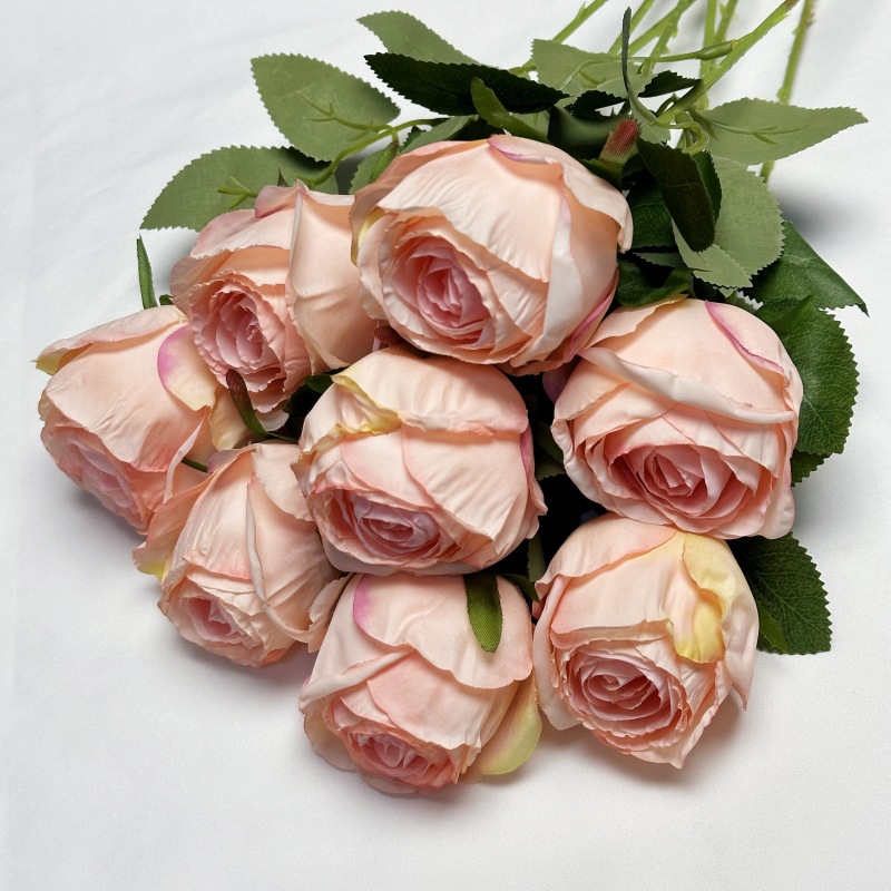 Flor artificial, rosa individual, pintura al óleo al horno, rosa retro, decoración de boda en el hogar, decoración, decoración de flores falsas al por mayor