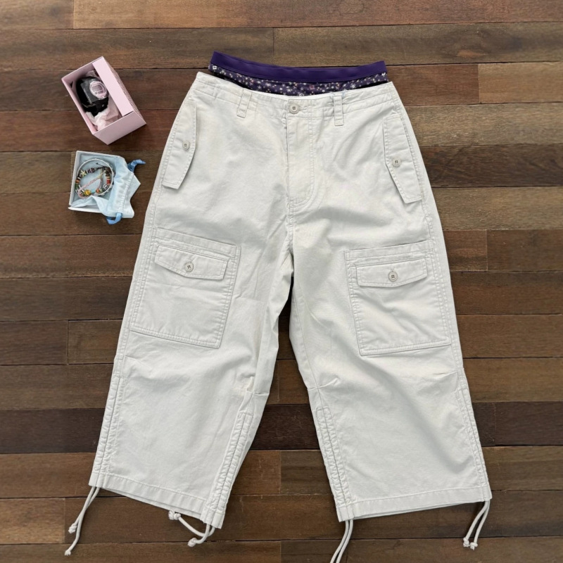 Charcoal Gray 2-Day Delivery/Multi-Pocket Design Drawstring Cuff Casual Cargo Pants Straight-Leg Pants Cropped Pants Charcoal Gray 2-Day Delivery/Multi-Pocket Design Drawstring Cuff Casual Cargo Pants Straight-Leg Pants Cropped Pants