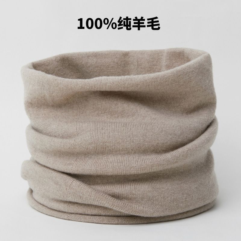 100% Wool Neck Warmer for Women, Thick and Warm for Men, Solid Color Knitted Pullover Scarf for Autumn and Winter, Warm and Cold-Proof