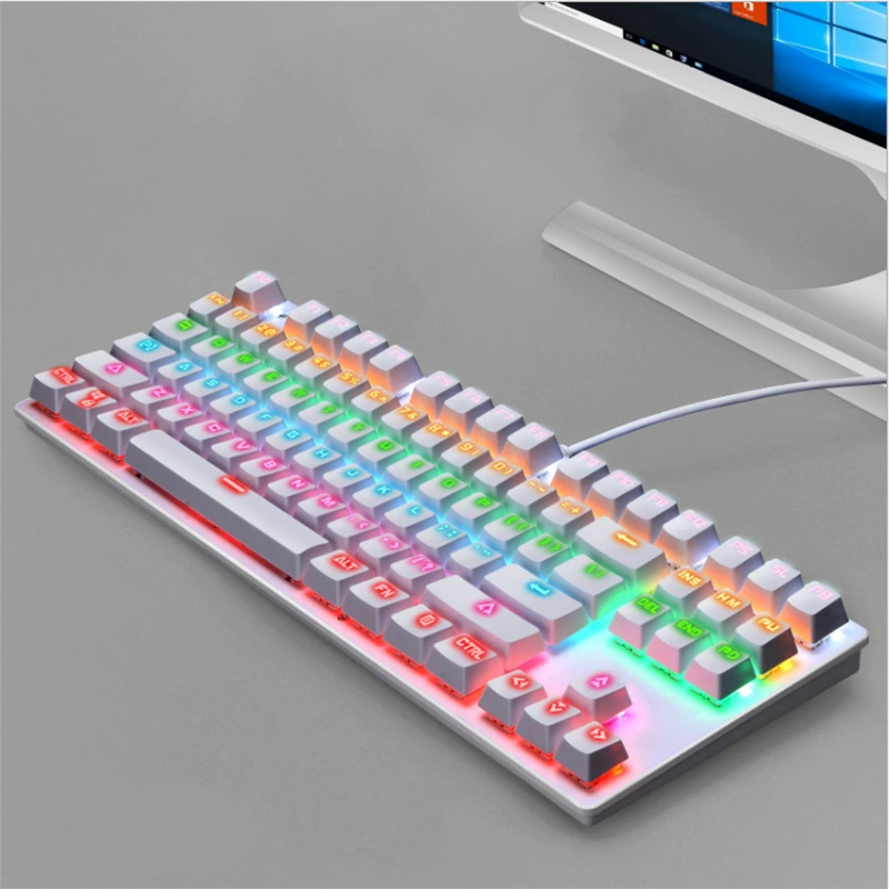Mechanical keyboard 87‑key, wired USB, blue mechanical switches, RGB backlight