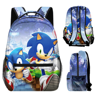 Sonic School Bag Primary School Student Anime Backpack Cartoon School Bag 3D Digital Color Oxford Cloth Backpack
