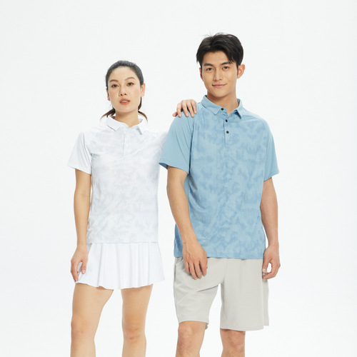 24 summer new men and women outdoor casual quick-drying lightweight breathable sports POLO shirt group tennis wear printed LG