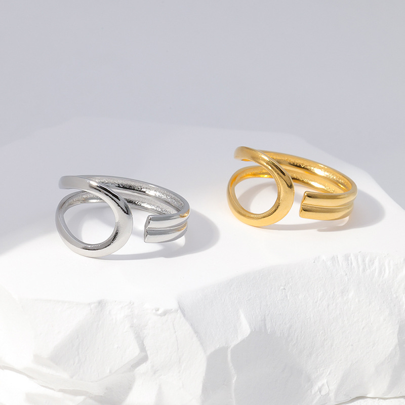 Fashion Solid Color Stainless Steel Open Ring 1 Piece