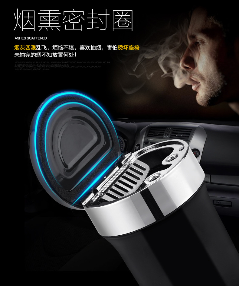 Car-Mounted Ashtray with Multifunctional Metal Liner, Creative Non-Slip Ash Bucket, In-Car Smoking Gadget for Lazy People, Guide Ball