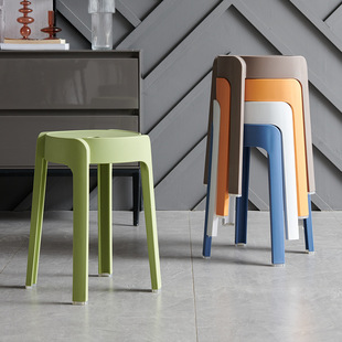 Simple Plastic Stool Windmill Stool Extra Thick Household Adult Living Room Round Stool High Stool Economical Storage Small Stool Chair
