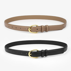 New Simple Trendy Gold Button Decorative Jeans Belt for Women, Fashionable and Versatile Retro Pin buckle Belt for Women