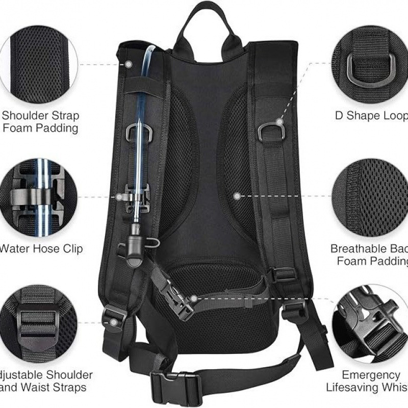Bolsa de agua deportiva de escalada de montaña en stock, bolsa de agua de trekking de larga distancia, bolsa de agua de camuflaje militar, bolsa de agua táctica de cintura