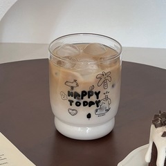 オリジナルins風グラスHAPPY小象女子水杯コーヒーカップ高颜値家庭用水飲みカップ