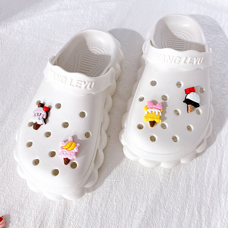 Resin Material Ice Cream, lollipop, Heart Shape Pattern Ice Cream Lollipop Heart Shape Shoe Accessories Resin Slippers Summer Shoe Buckle
