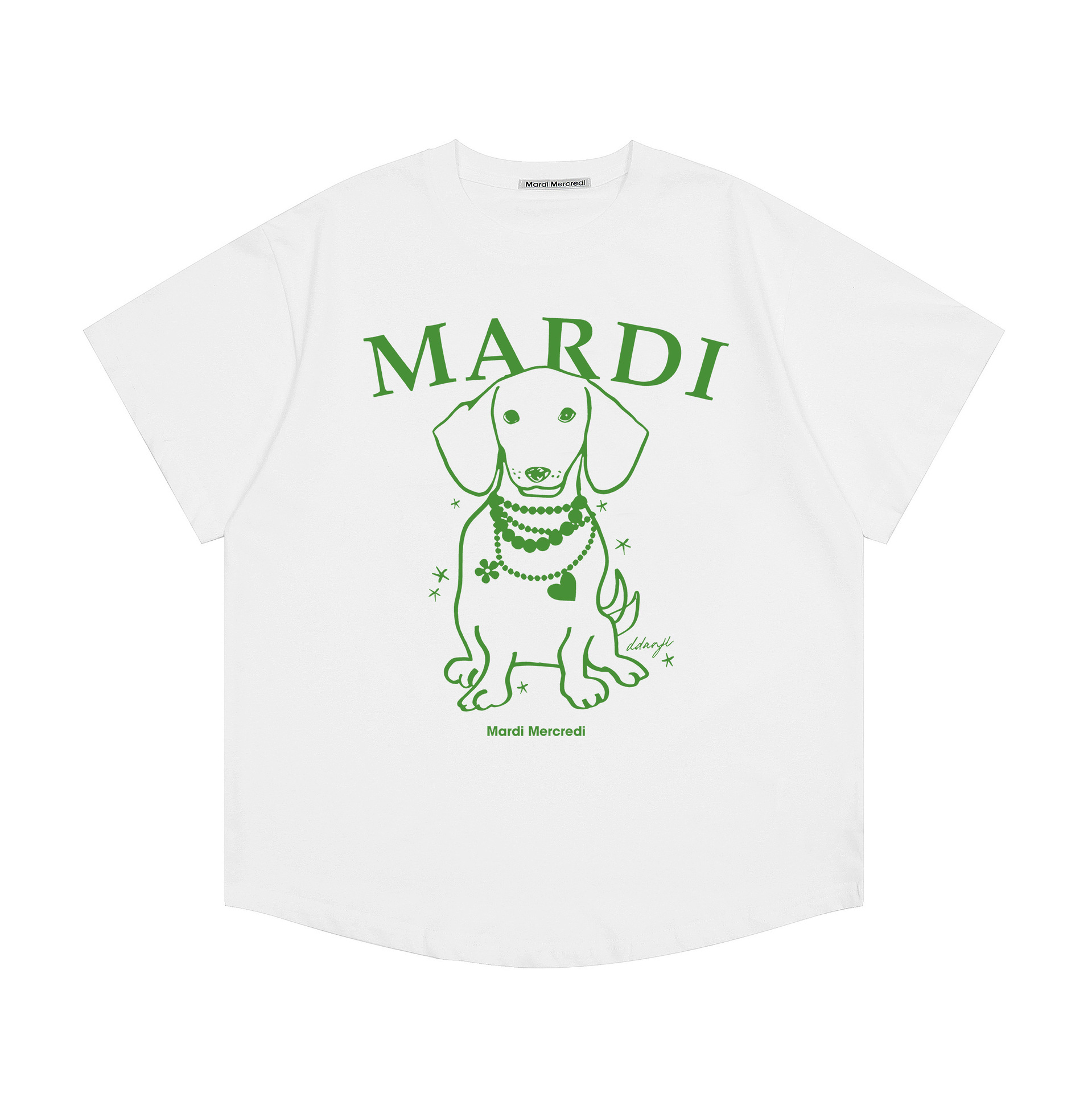 現物韓国潮牌Mardi半袖女性25夏新作デイジープリント丸襟純綿上着tシャツ代発
