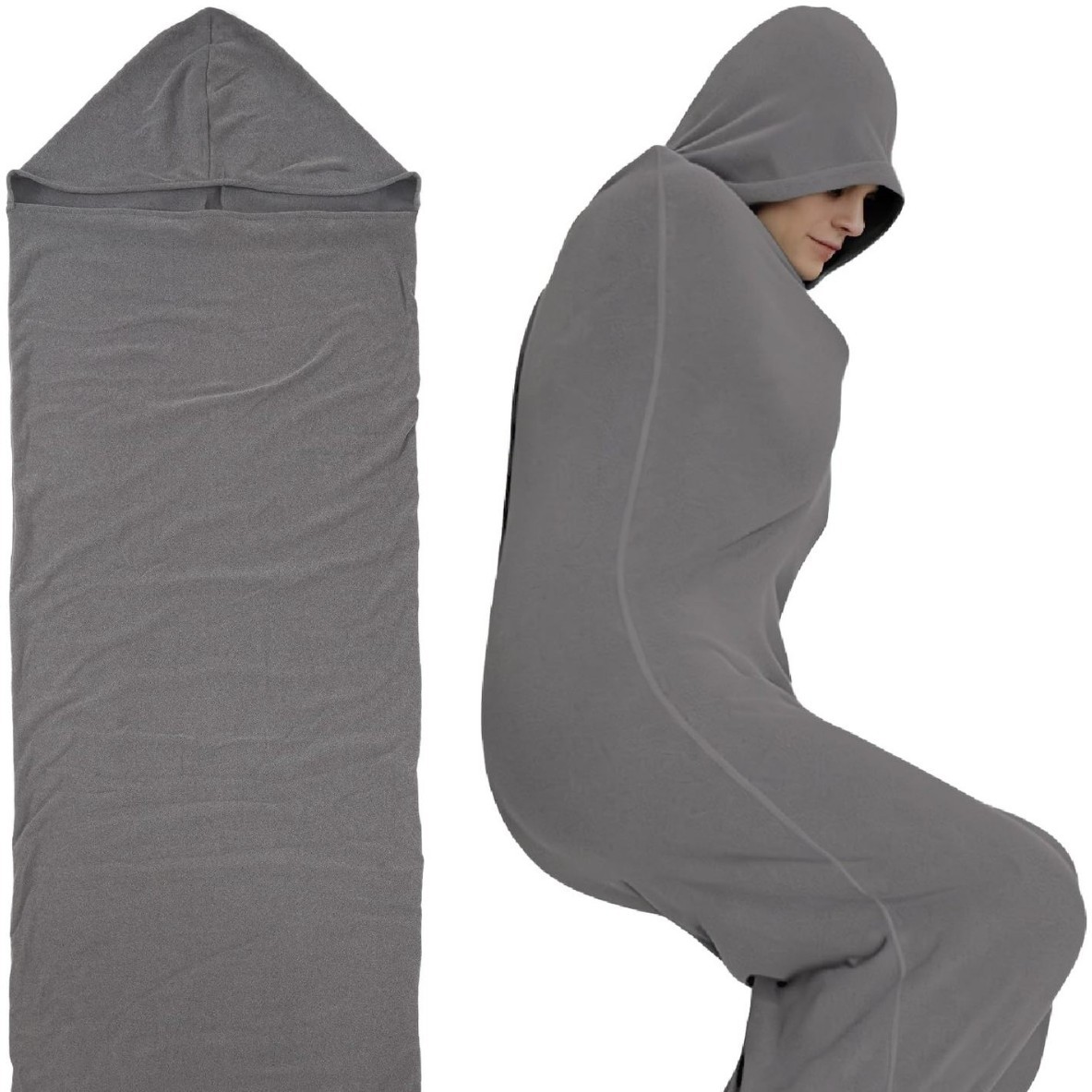 Cross-Border Temu Popular Hooded Sleeping Bag, Home Wear, Outdoor Camping, Insect-Proof, Warm Hooded Sleeping Bag, Lazy Pajamas, Quilt