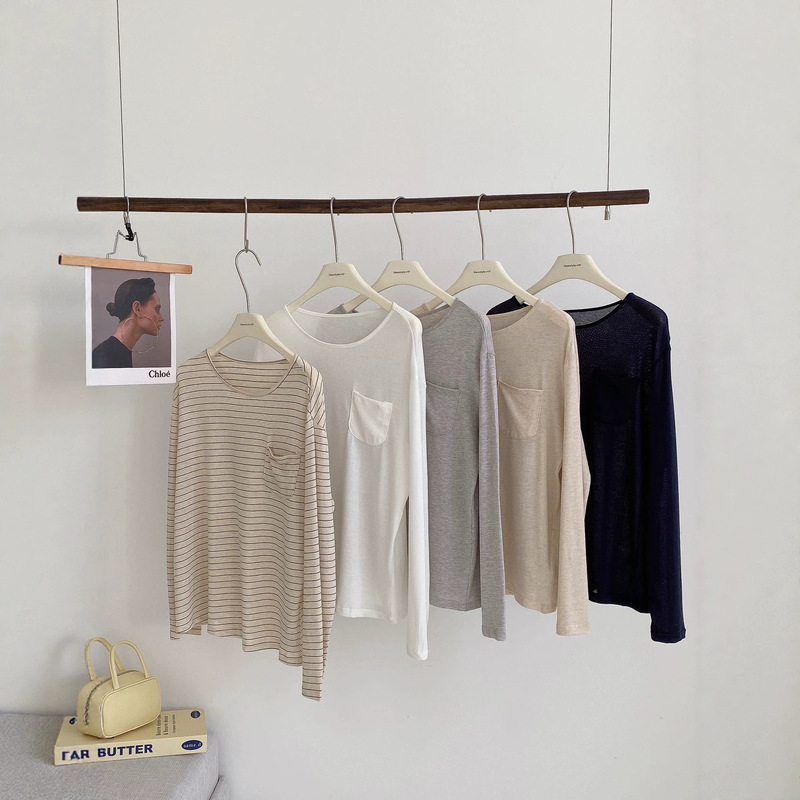 Lyocell Tencel Linen Cotton Base Shirt Spring and Summer Thin Tencel Rain Dew Linen Skin-Friendly Long-Sleeve Cover-Up Top with Pockets Lyocell Tencel Linen Cotton Base Shirt Spring and Summer Thin Tencel Rain Dew Linen Skin-Friendly Long-Sleeve Cover-Up Top with Pockets