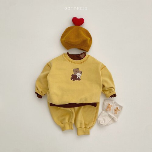 ins Korean version spring and autumn baby cute bear leggings set male and female baby one-piece harem two-piece set