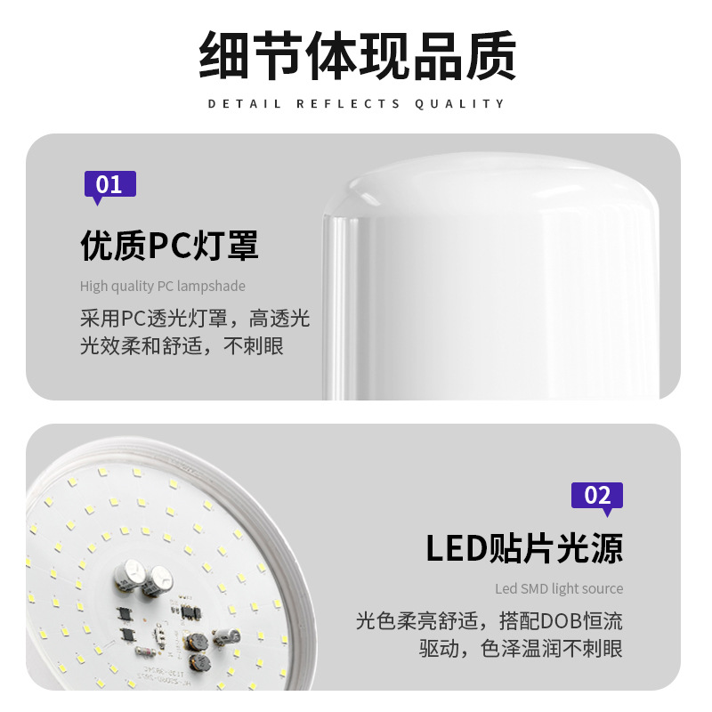 Bombilla led casa E27 lámpara de ahorro de energía de tornillo luz blanca súper brillante protección para los ojos en interiores sin estroboscópico bombilla de iluminación de alta potencia