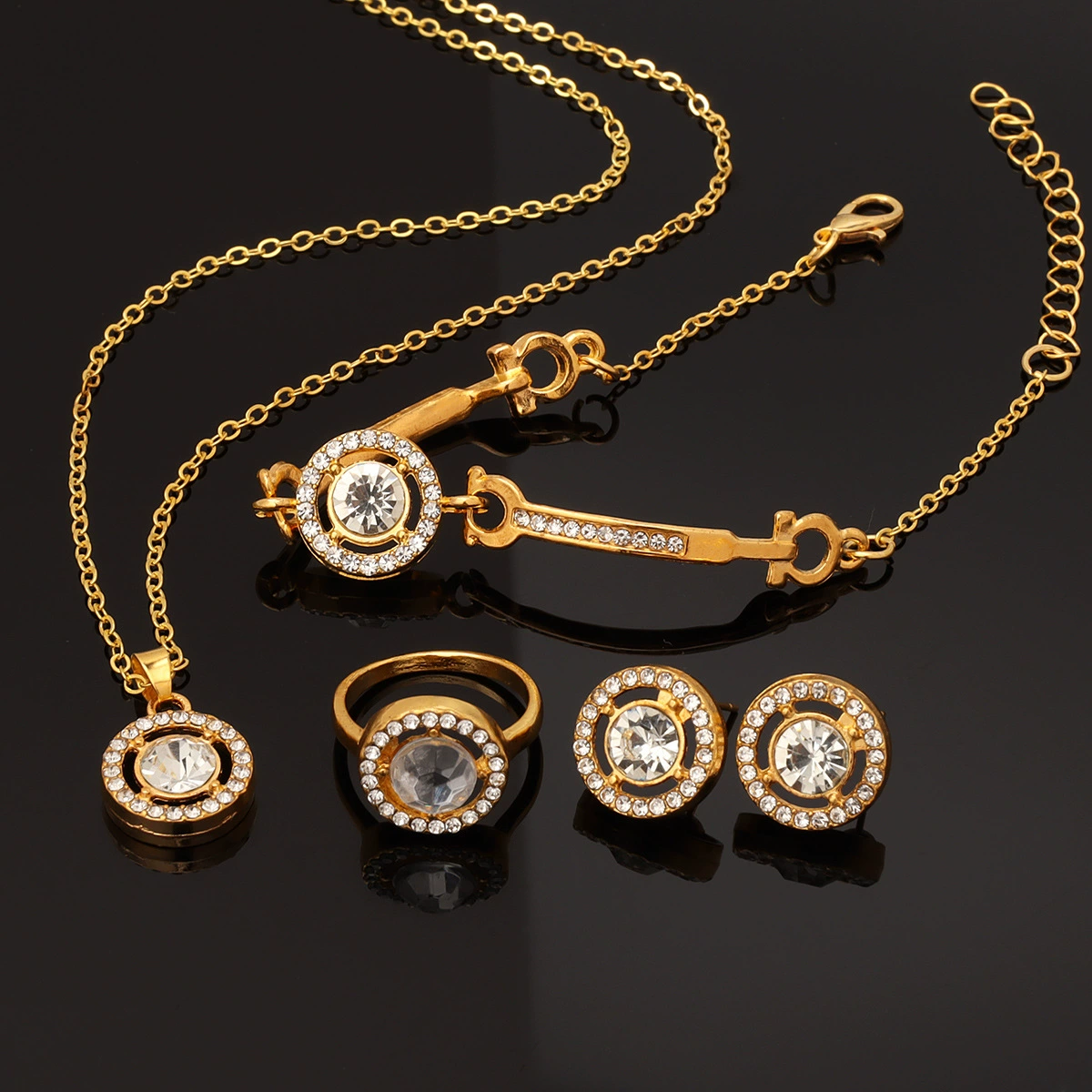 Jewelry, creative set, bracelet, necklace, chain, ring, 4 piece set, wholesale