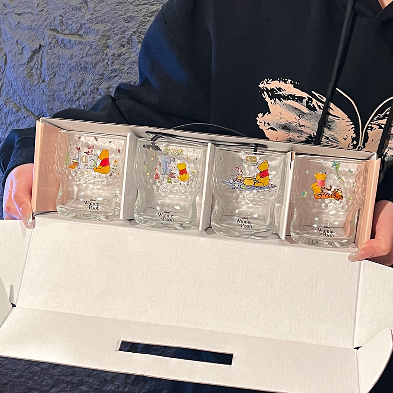 Winnie the Pooh ins tazas de vidrio de alto valor de jugo casero tazas de bebida fría tazas de agua transparentes tazas de cerveza set Wholesale