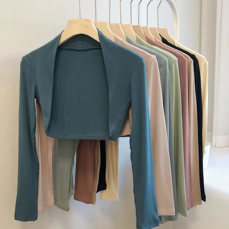 Ballet Dance Gymnastics Long-Sleeved Waistcoat Blouse Yoga Wear Fitness T-Shirt Sports Training Office Neck Protector Shawl
