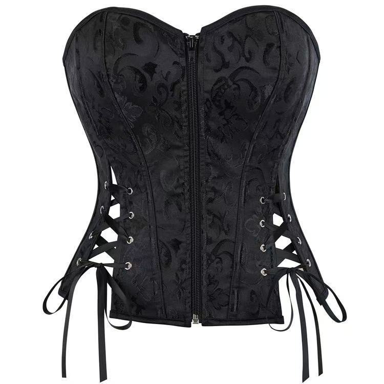 European and American Jacquard Punk Style Lace-Up Shapewear New Corset Waist-Cinching Bust-Lifting Zipper Corset European and American Jacquard Punk Style Lace-Up Shapewear New Corset Waist-Cinching Bust-Lifting Zipper Corset