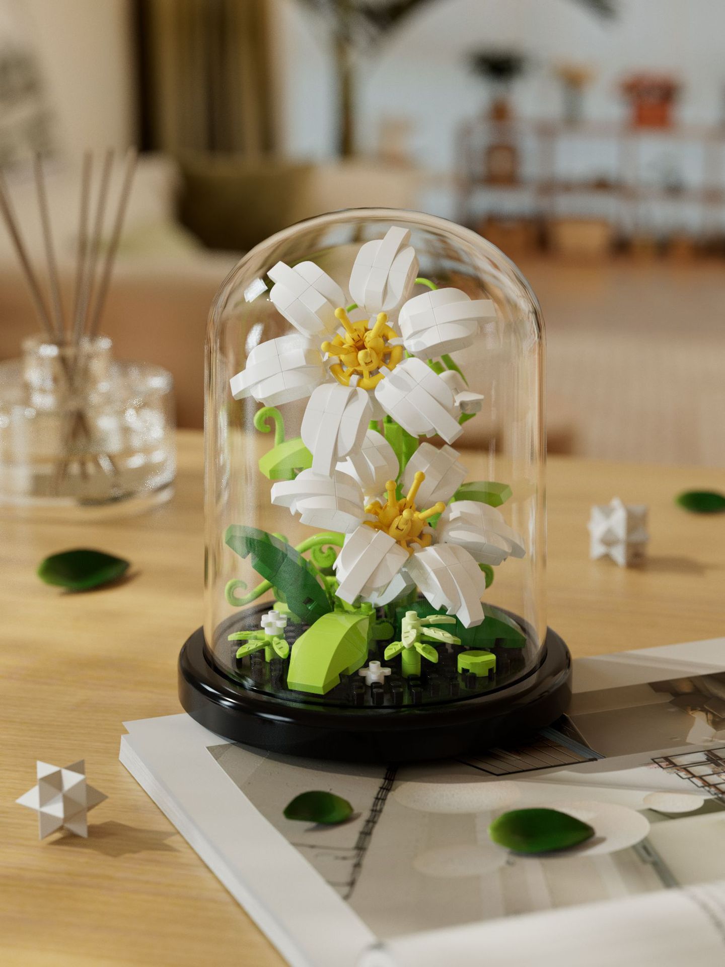 Compatible con la red alta cactus plantas suculentas escritorio decoración creativa para niños niñas ensamblaje juguetes bloques de construcción