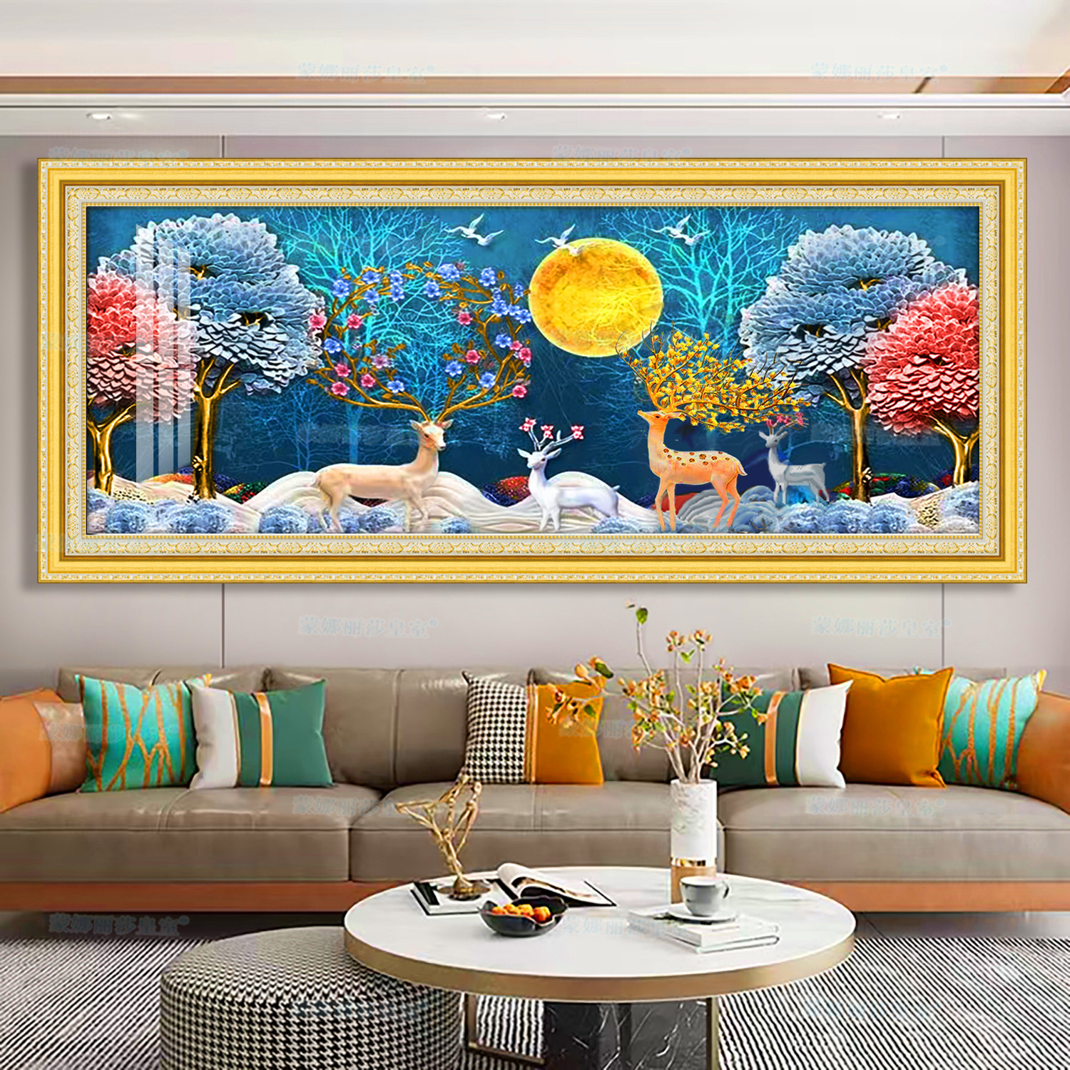 Productos genuinos Mona Lisa Royal Cruz puntada ELK acompañado nuevo simple rico ciervos Sala pintura decorativa hilo bordado image 2